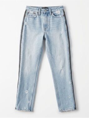 Abercrombie & Fitch Annie High Rise Girlfriend Cropped Jeans with Zipper Detail